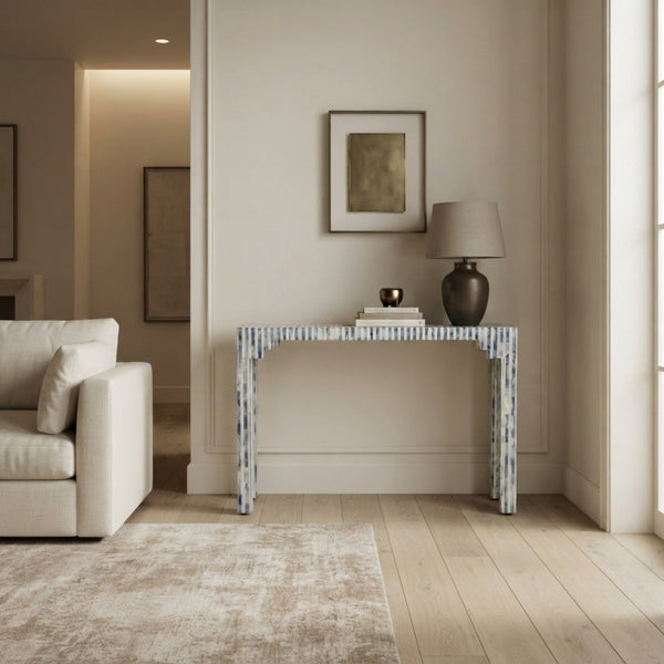 Blue & Cream Bone Inlay Luxury  Console Table