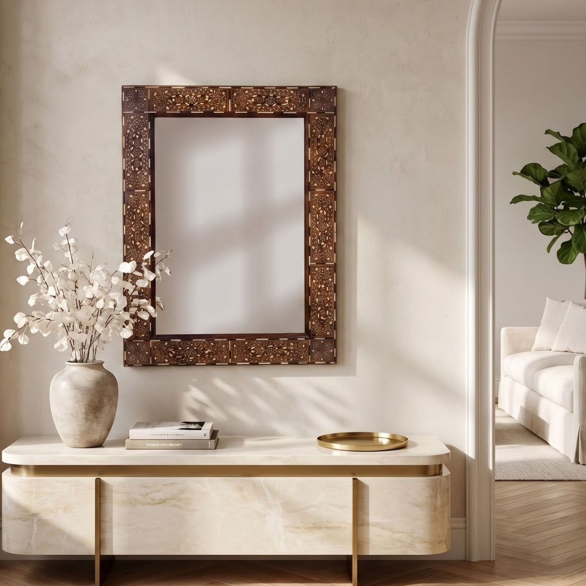 Bone Inlay Mirror Frame