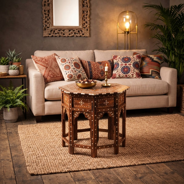 Wooden Bone Inlaid Coffee Table | Wood Side Table