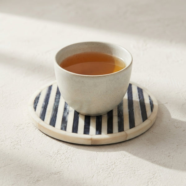 Blue & Ivory Bone Inlay Coaster Set – Luxury Tea Coasters