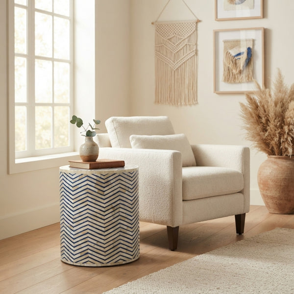 Nantucket Chevron Bone Inlay Side Table