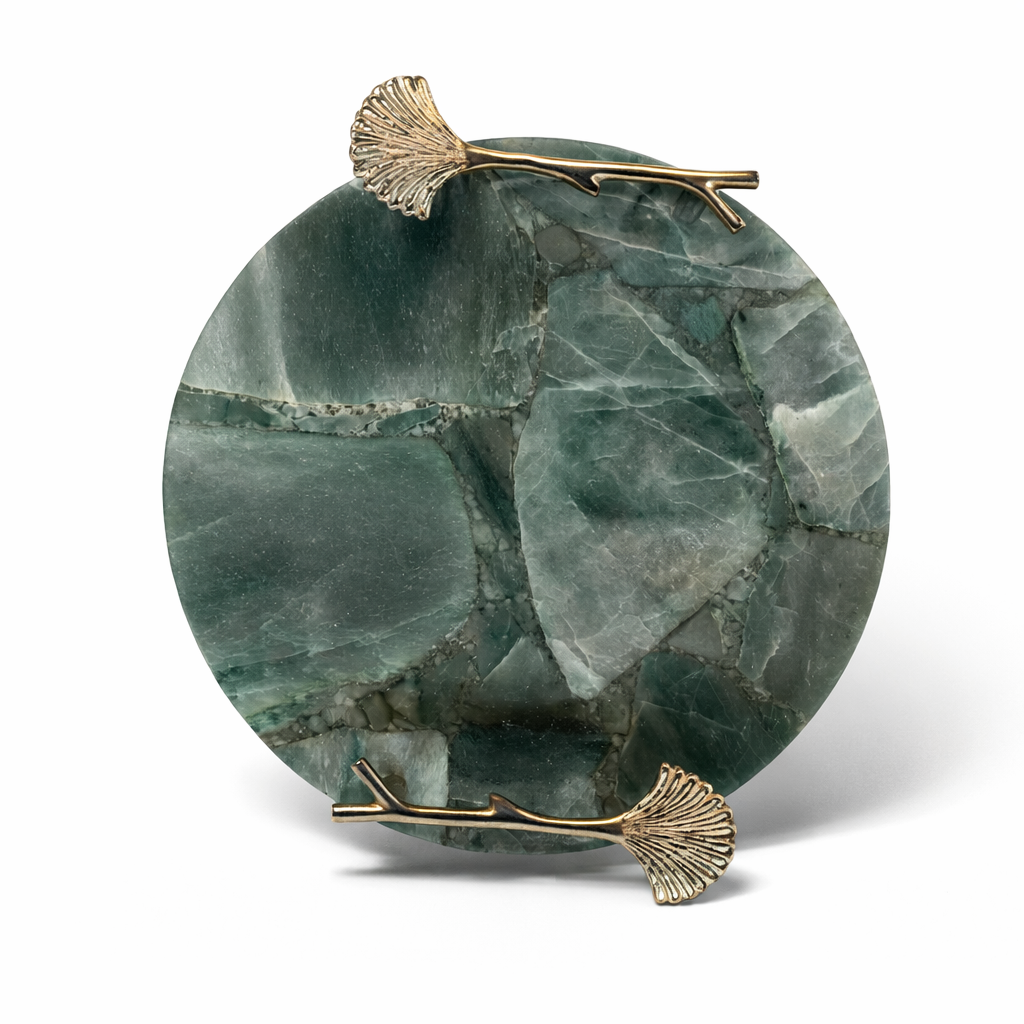 Green Aventurine Serving Tray | Luxury Gem Decor Art