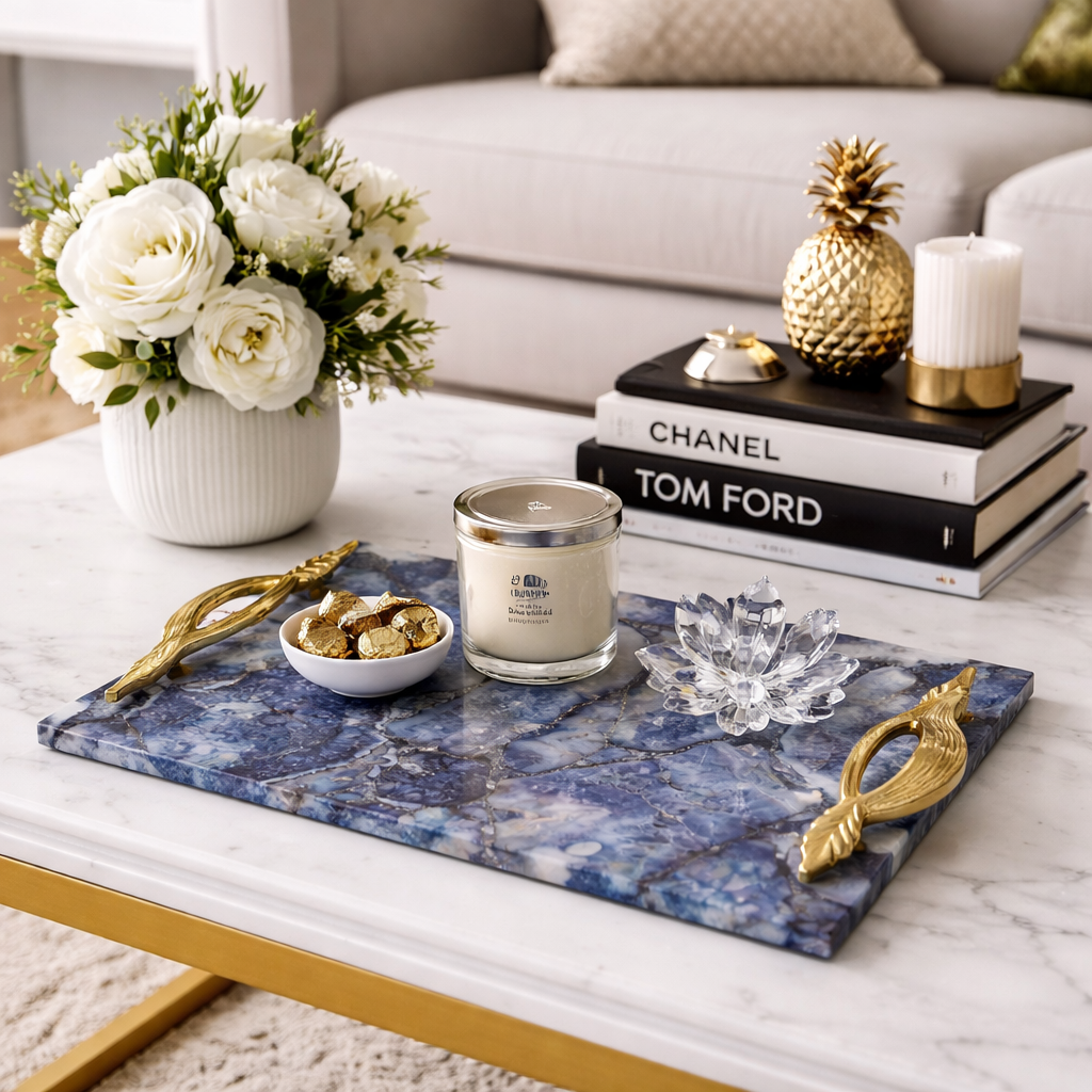 Handmade Agate Serving Tray | Unique Kitchen Decor Art