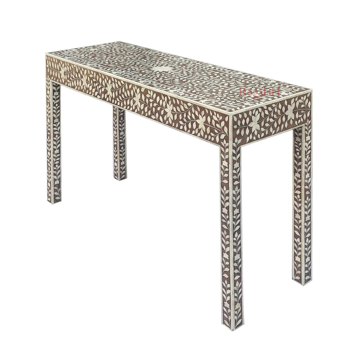 Bone Inlay Console Table Furniture. Bone Hall Table, Living Room Table Floral Design Console Table