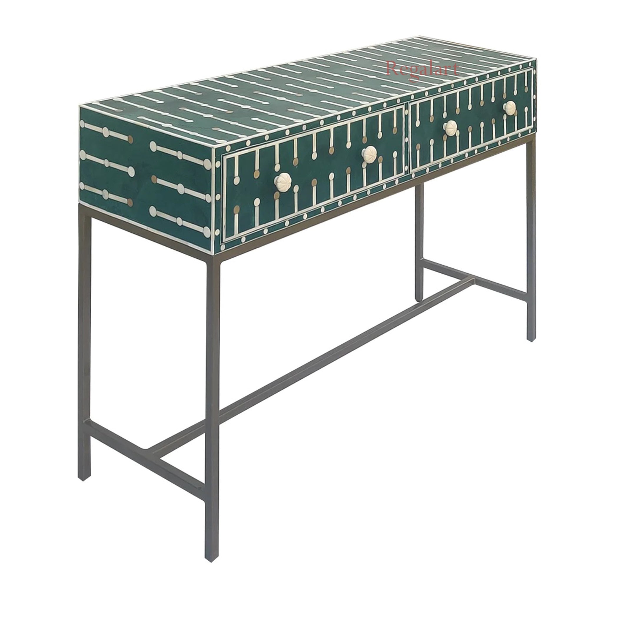 Bone Inlay Wooden Modern Console Table Unique Pattern Console Table Furniture