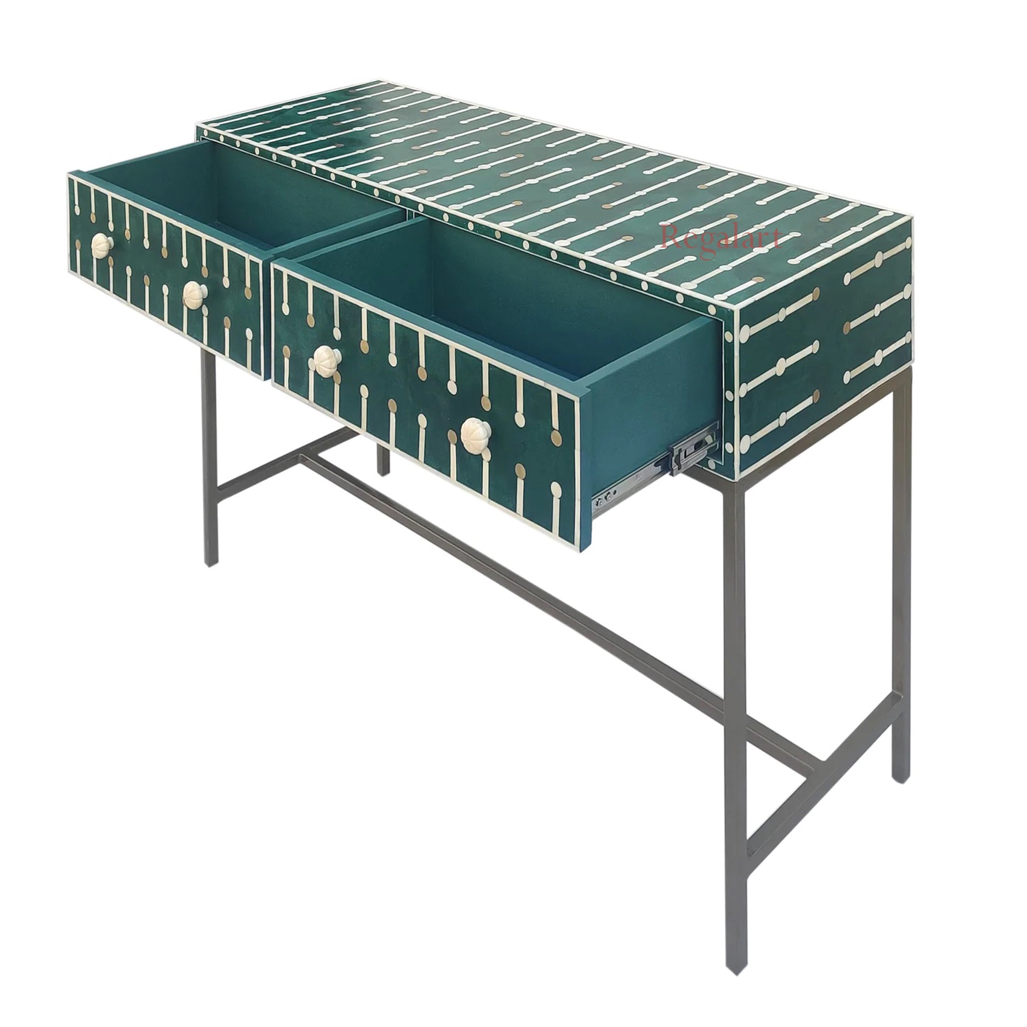 Bone Inlay Wooden Modern Console Table Unique Pattern Console Table Furniture