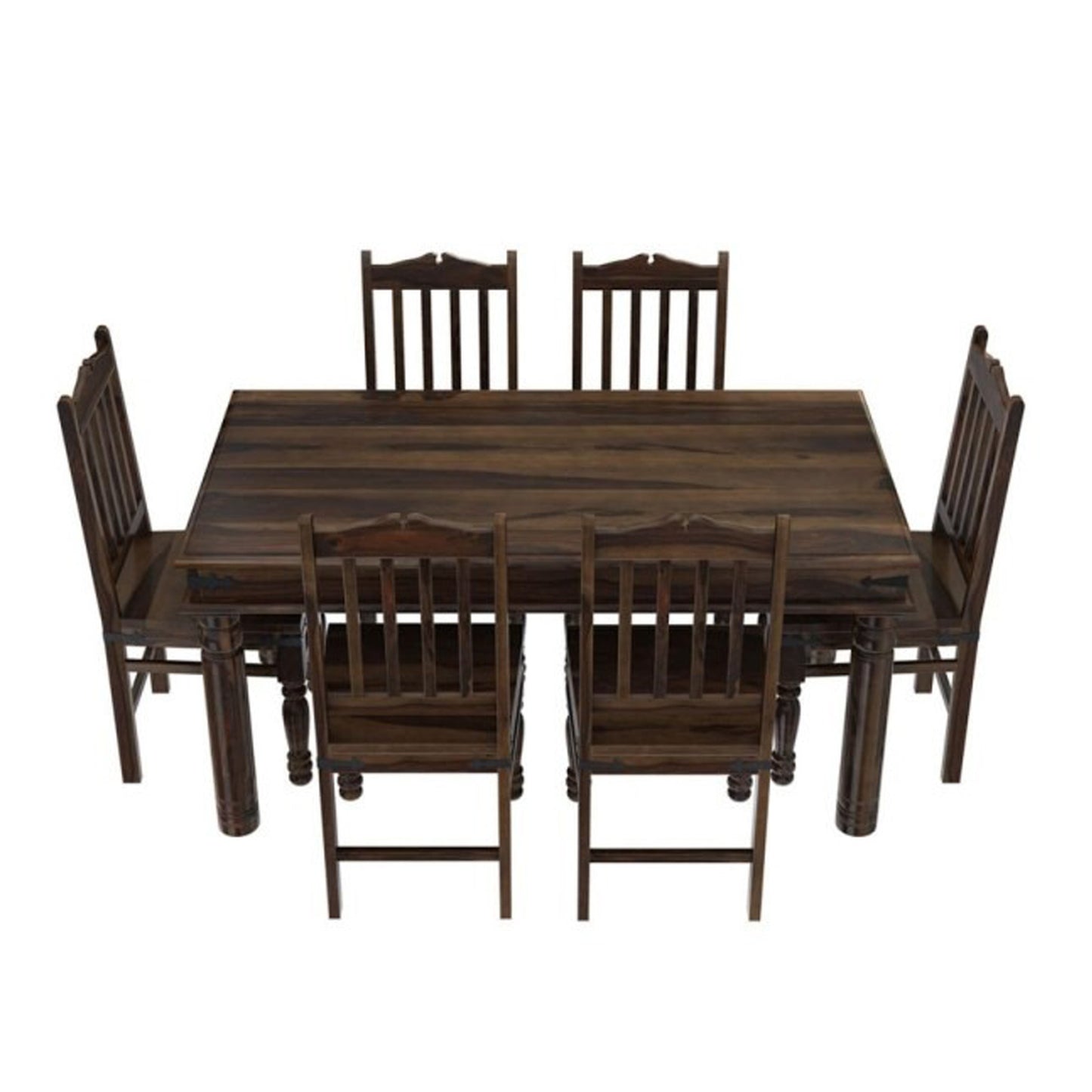 Dining Table And Chairs Set. Handmade Unique Pattern Rustic Furniture Solid Wood