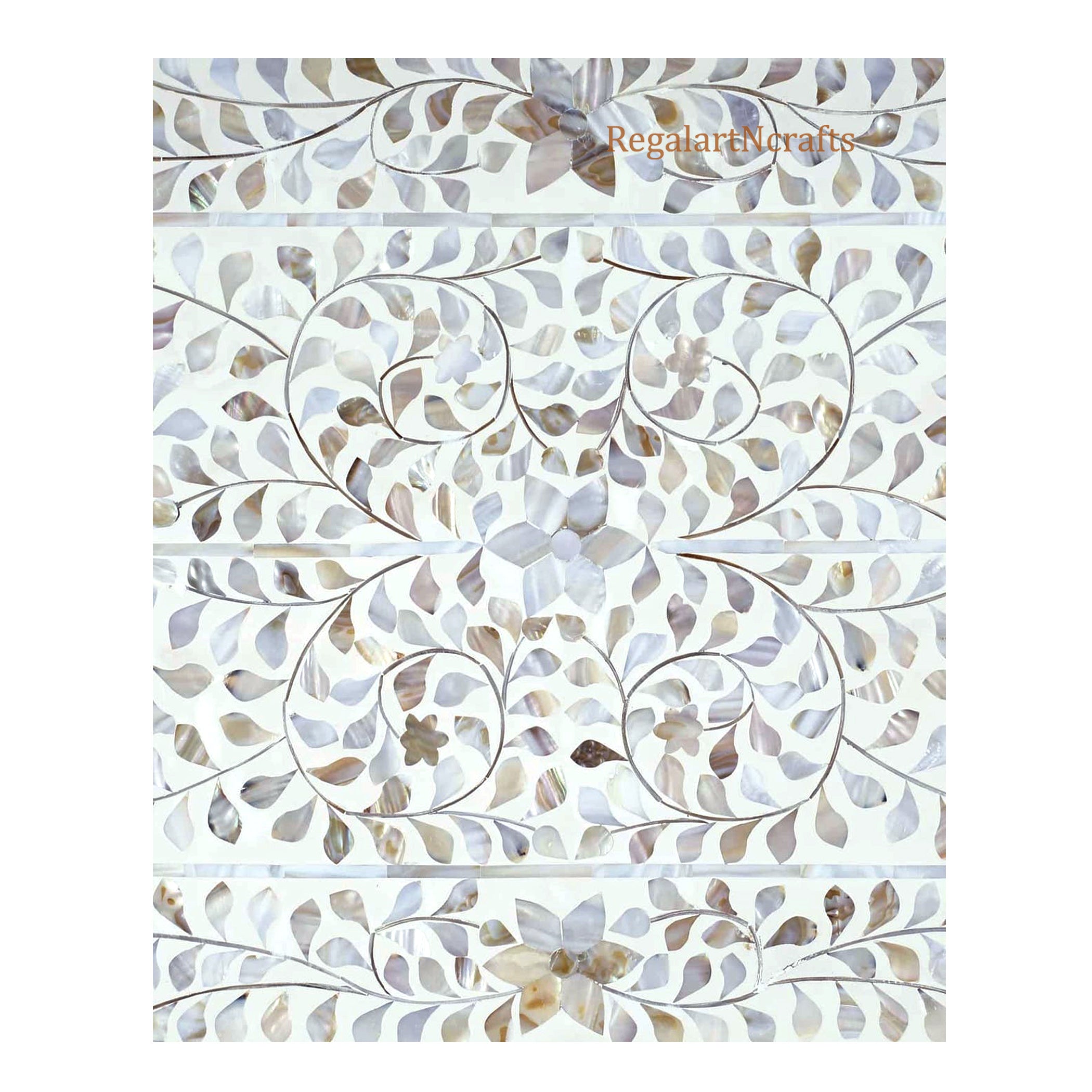 Mother Of Pearl Inlay Floral Pattern Console Table Living Room Decor Entryway Table