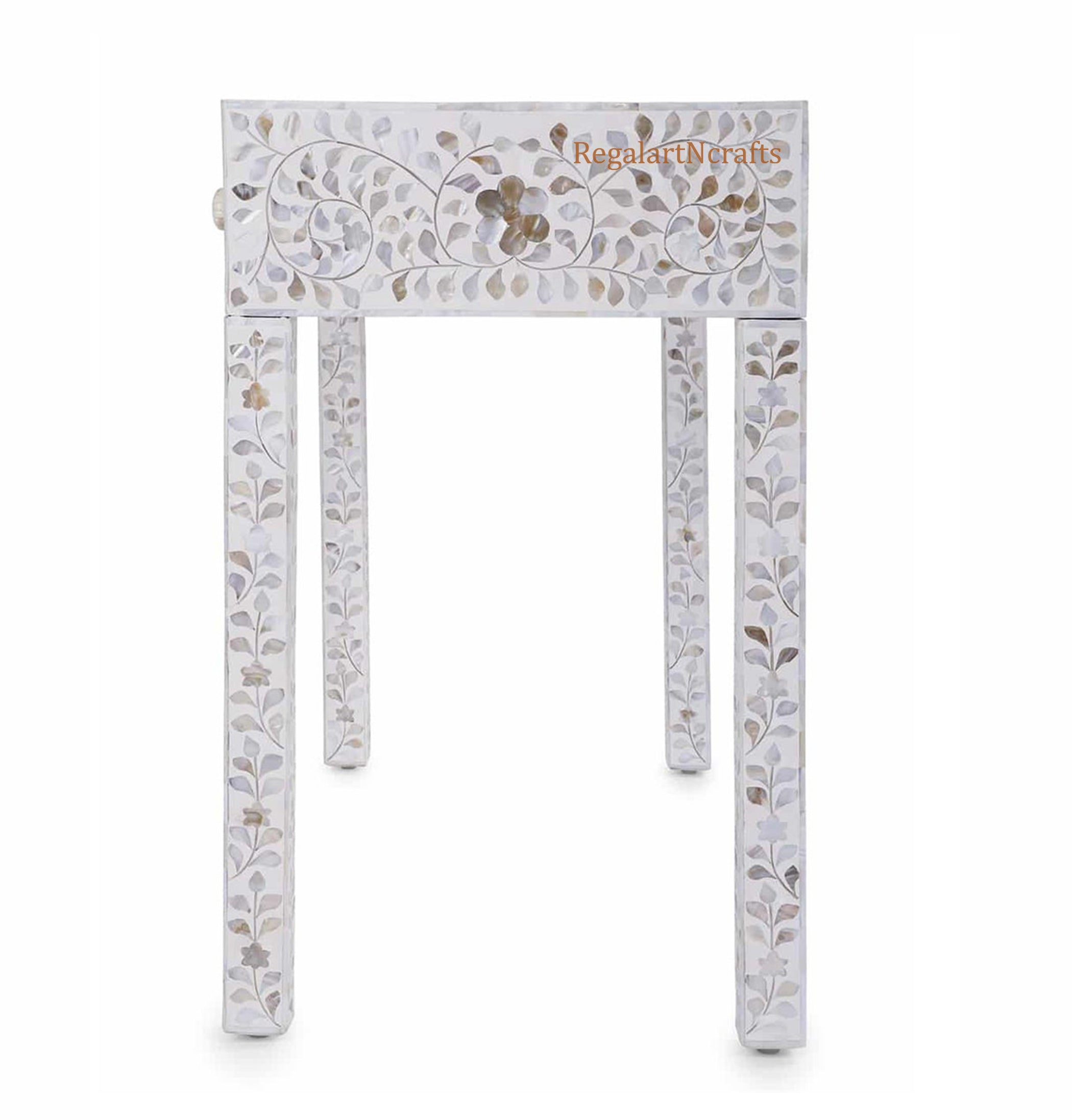 Mother Of Pearl Inlay Floral Pattern Console Table Living Room Decor Entryway Table
