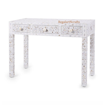 Mother Of Pearl Inlay Floral Pattern Console Table Living Room Decor Entryway Table