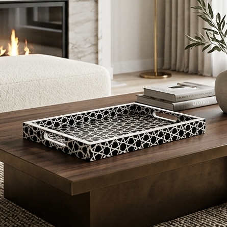 Luxury Bone Inlay Tray | Christmas Decorative Serving