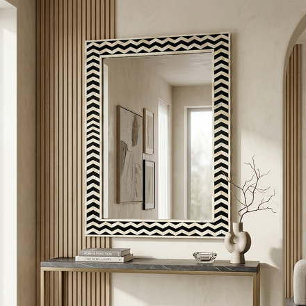 Handmade Bone Inlay Mirror, Rectangle Wall Decor