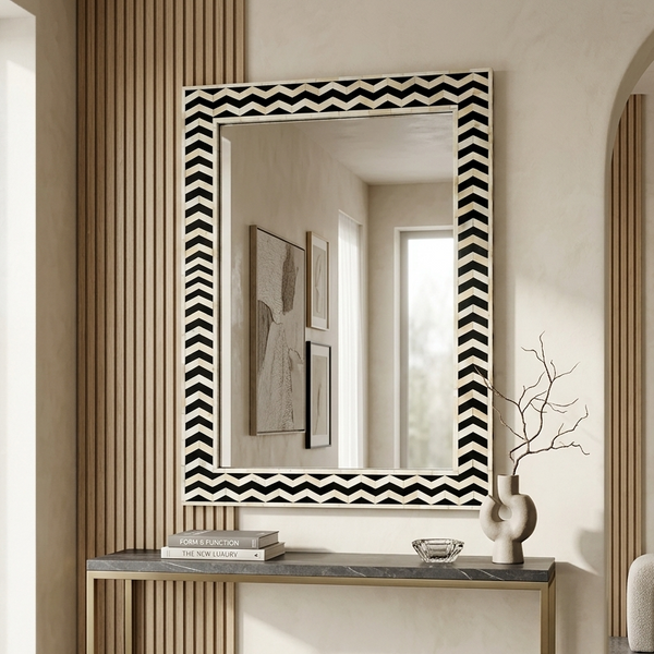 Handmade Bone Inlay Mirror, Rectangle Wall Decor