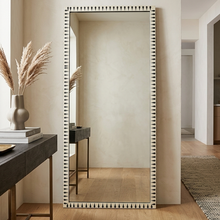 Handmade Bone Inlay Mirror | Modern Wood Frame Decor