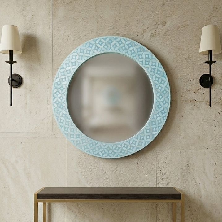 Modern Eye Pattern Bone Inlay Mirror Frame – Wall Decor