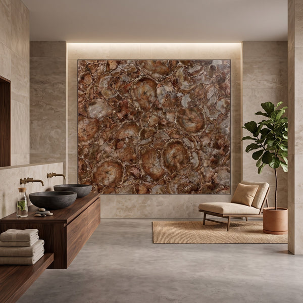 Natural Brown Petrified Wood Gemstone Tiles – Luxury Stone