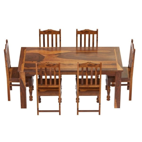 Rustic Furniture Solid Wood Handmade Dining Table And Chairs Set. For Home Decor