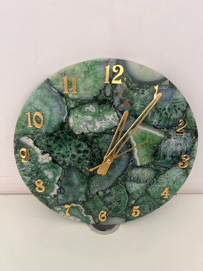 Green Agate Wall Clock - Gemstone Occasional Gifts Wall Decorative