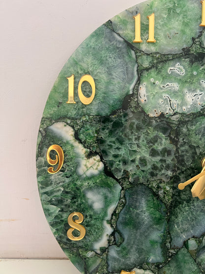 Green Agate Wall Clock - Gemstone Occasional Gifts Wall Decorative