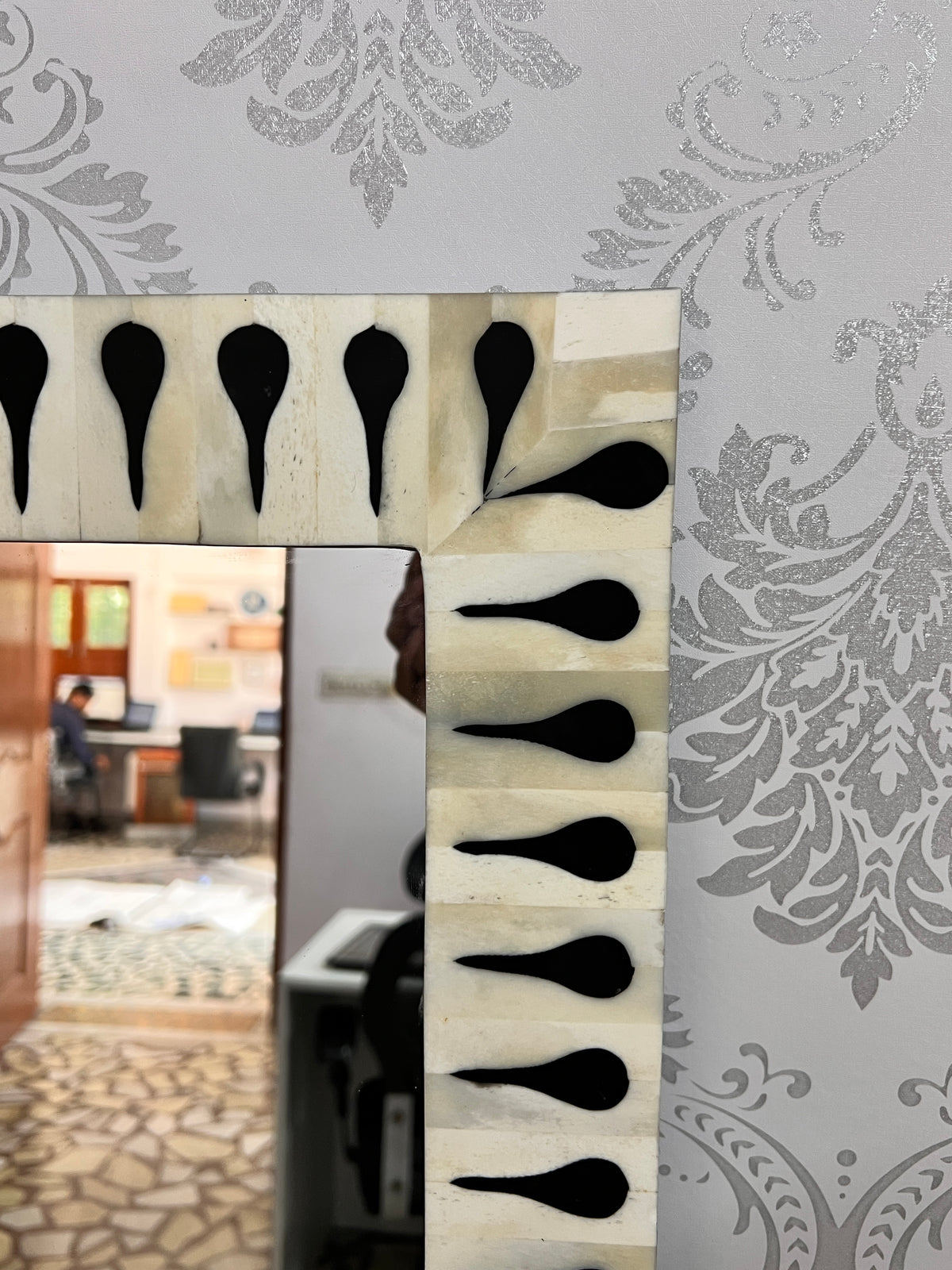 Full Length Bone Inlay Mirror - Handmade Modern Pattern Tall Wall Mirror | The Regal Art