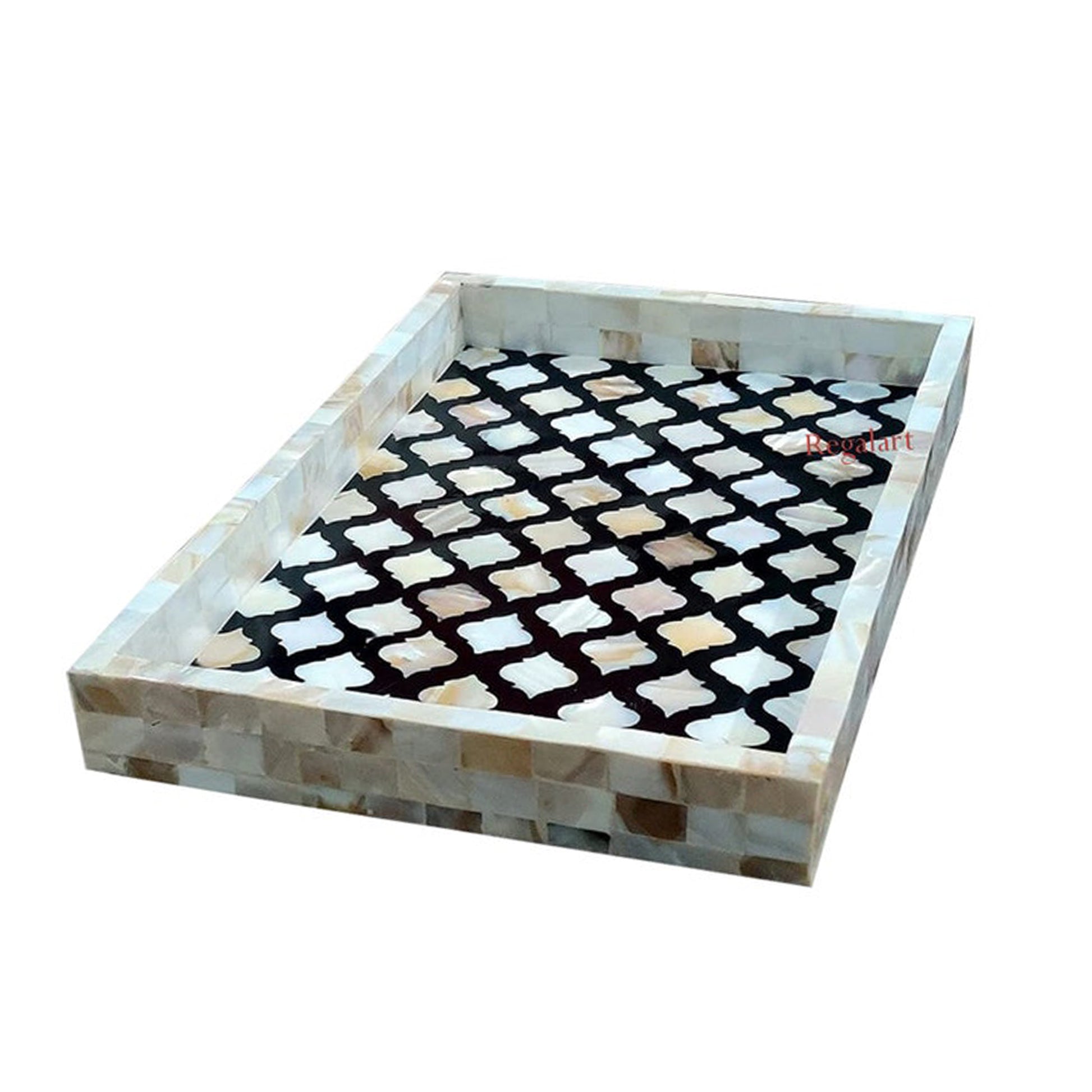 Handmade Mother of Pearl Inlay unique Pattern Serving Tray for Home and Office Decor Tray