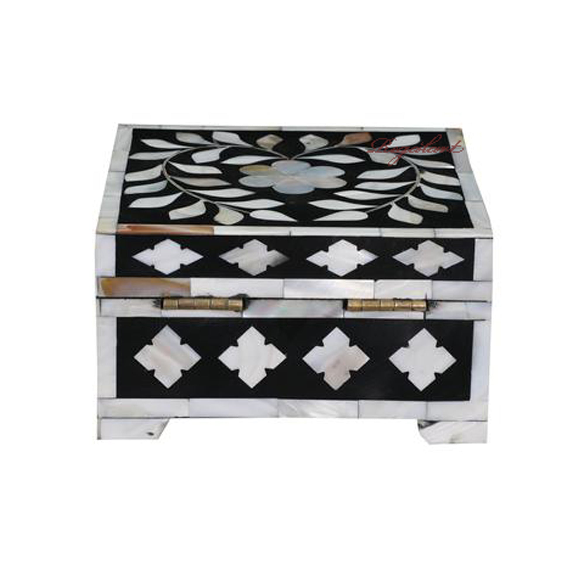 Mother of pearl Inlay Box Gift Jewelry Storage Vintage Art Christmas