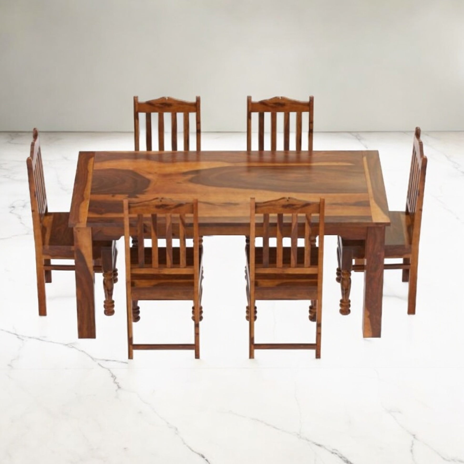 Rustic Furniture Solid Wood Handmade Dining Table And Chairs Set. For Home Decor