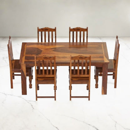 Rustic Furniture Solid Wood Handmade Dining Table And Chairs Set. For Home Decor