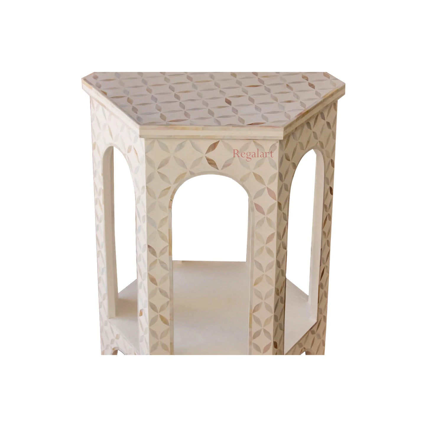 Mother of pearl Unique Pettan Round End Table Decorative Design Side Table Stool