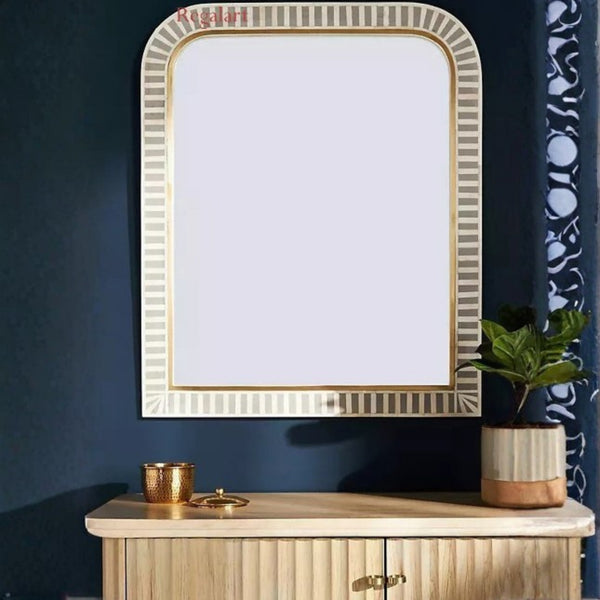 Luxury Waterfall Stripe Mirror Frame – Bone Inlay Wall Accent
