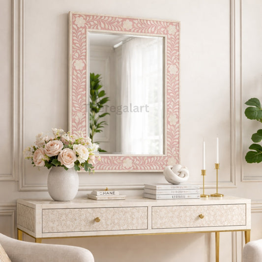 Bone Inlay Wall Mirror Frame Decorative Handmade Home Decor Art