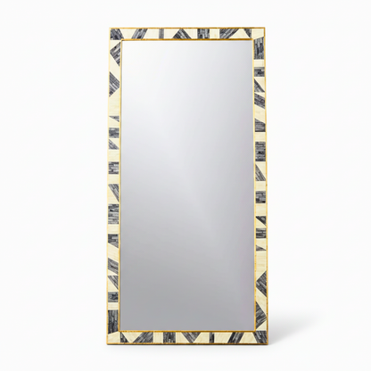 Bone Inlay Mirror, Handmade Wooden Mirror Frame, Pattern Modern Wall Decor