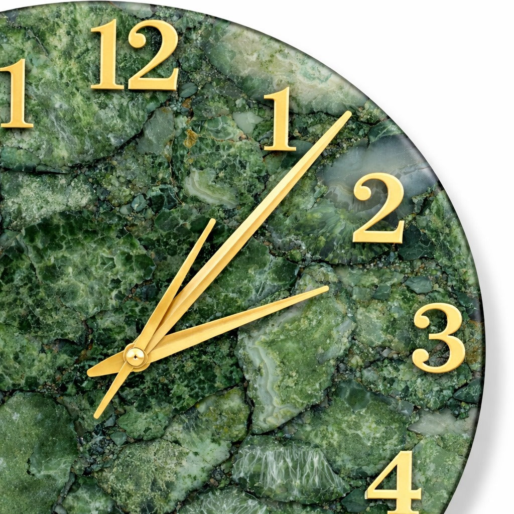 Green Agate Wall Clock - Gemstone Occasional Gifts Wall Decorative