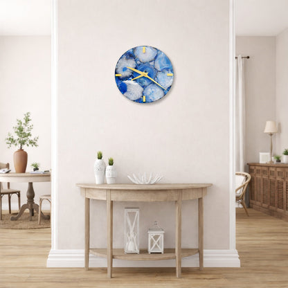 Blue Agate Gemstone Wall Clock: Luxury Crystal Home