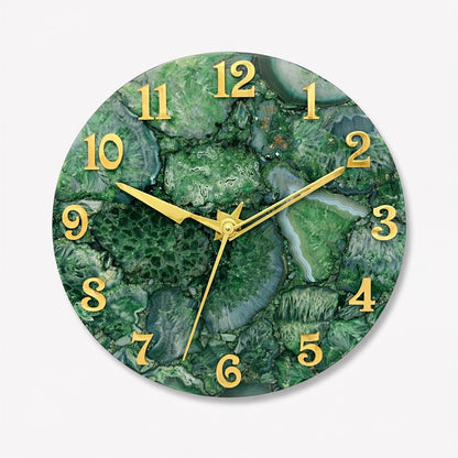 Green Agate Wall Clock - Gemstone Occasional Gifts Wall Decorative