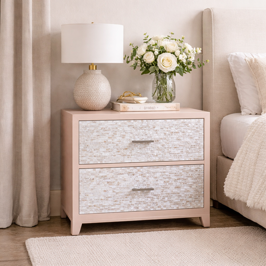 Handmade Mother-of-Pearl Bedside Table - Elegant Home Décor Furniture