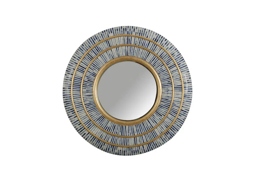 Blue Bone Inlay Round Wall Mirror Frame