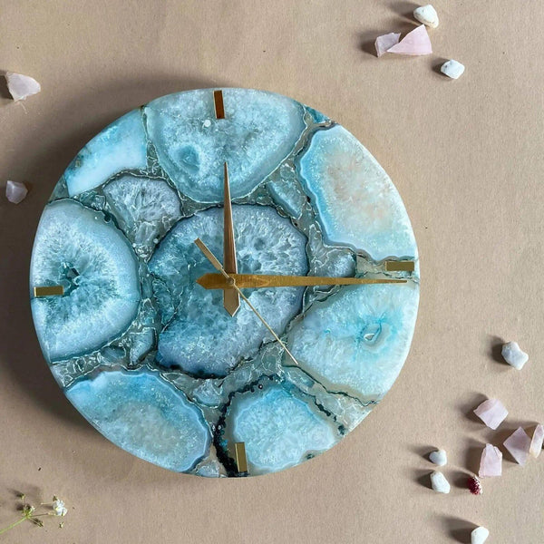 Agate Wall Clock | Round Gemstone Luxury Home Decor
