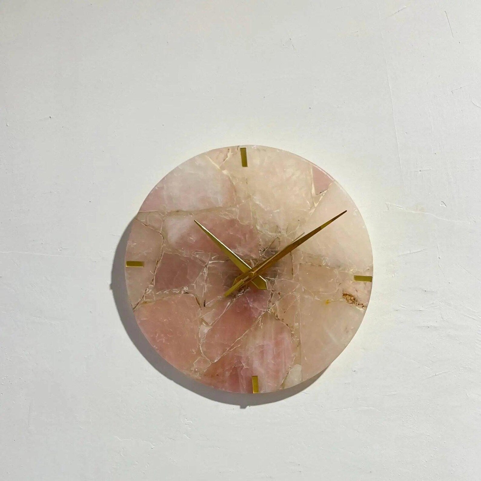 Rose Quartz Wall Clock | Handmade Luxury Home Decor Art