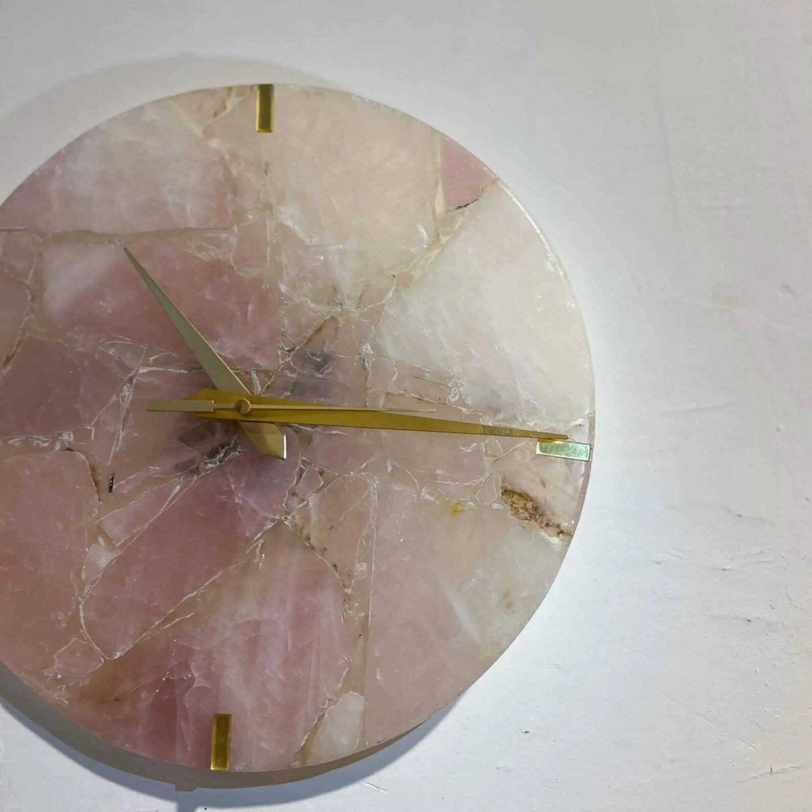 Rose Quartz Wall Clock | Handmade Luxury Home Decor Art