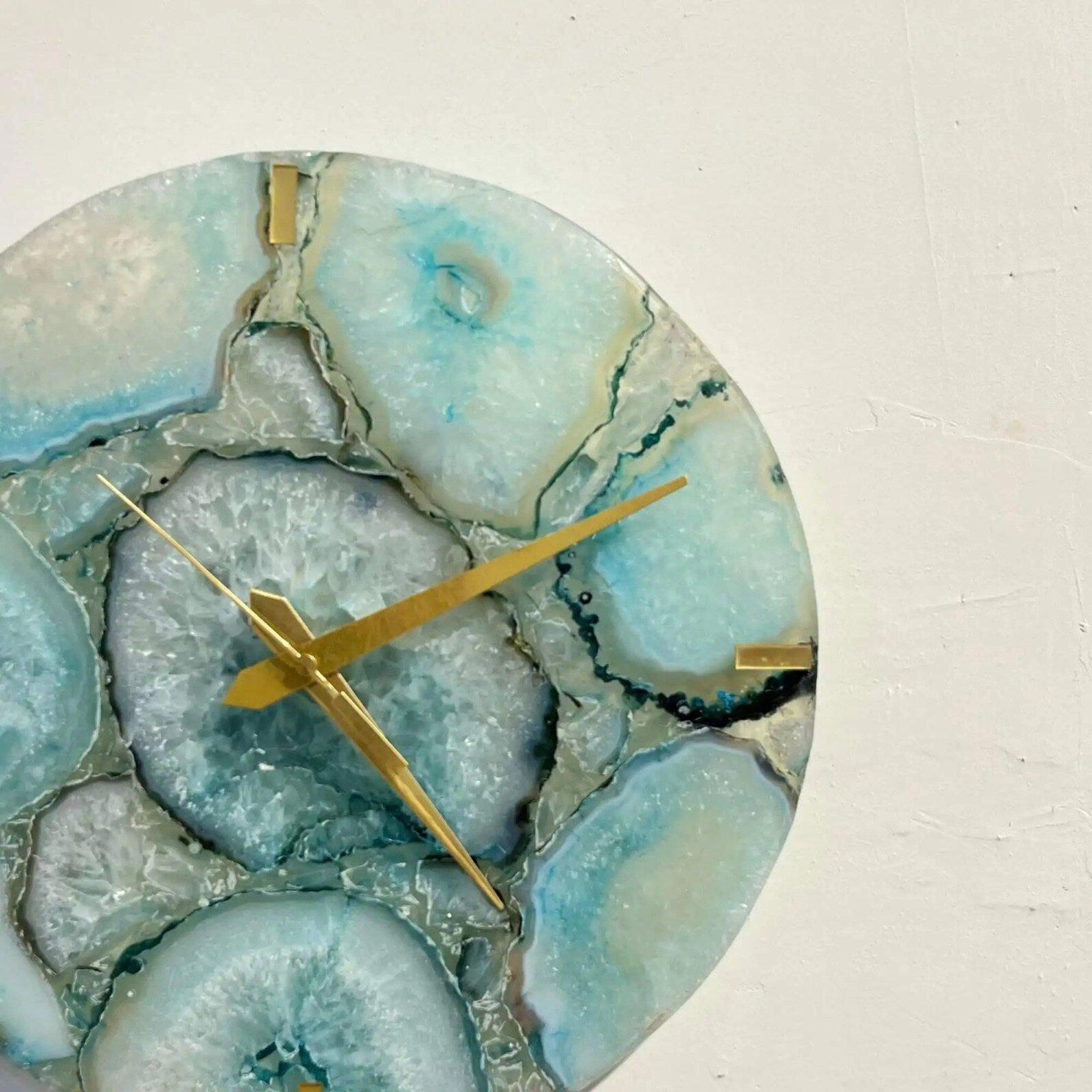 Agate Wall Clock | Round Gemstone Luxury Home Decor