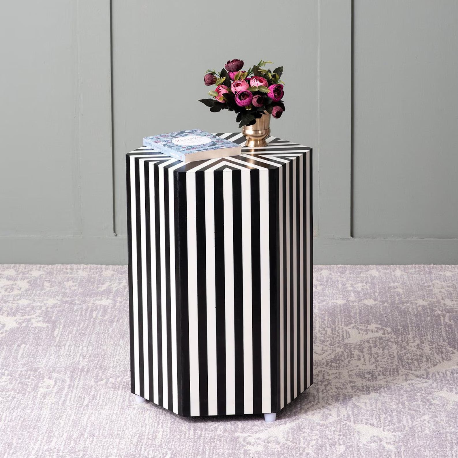Handmade Bone Inlay Side Table | End Table Luxury Home Decor