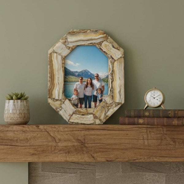 Handmade Agate Photo Frame | Luxury Boho Desk Decor