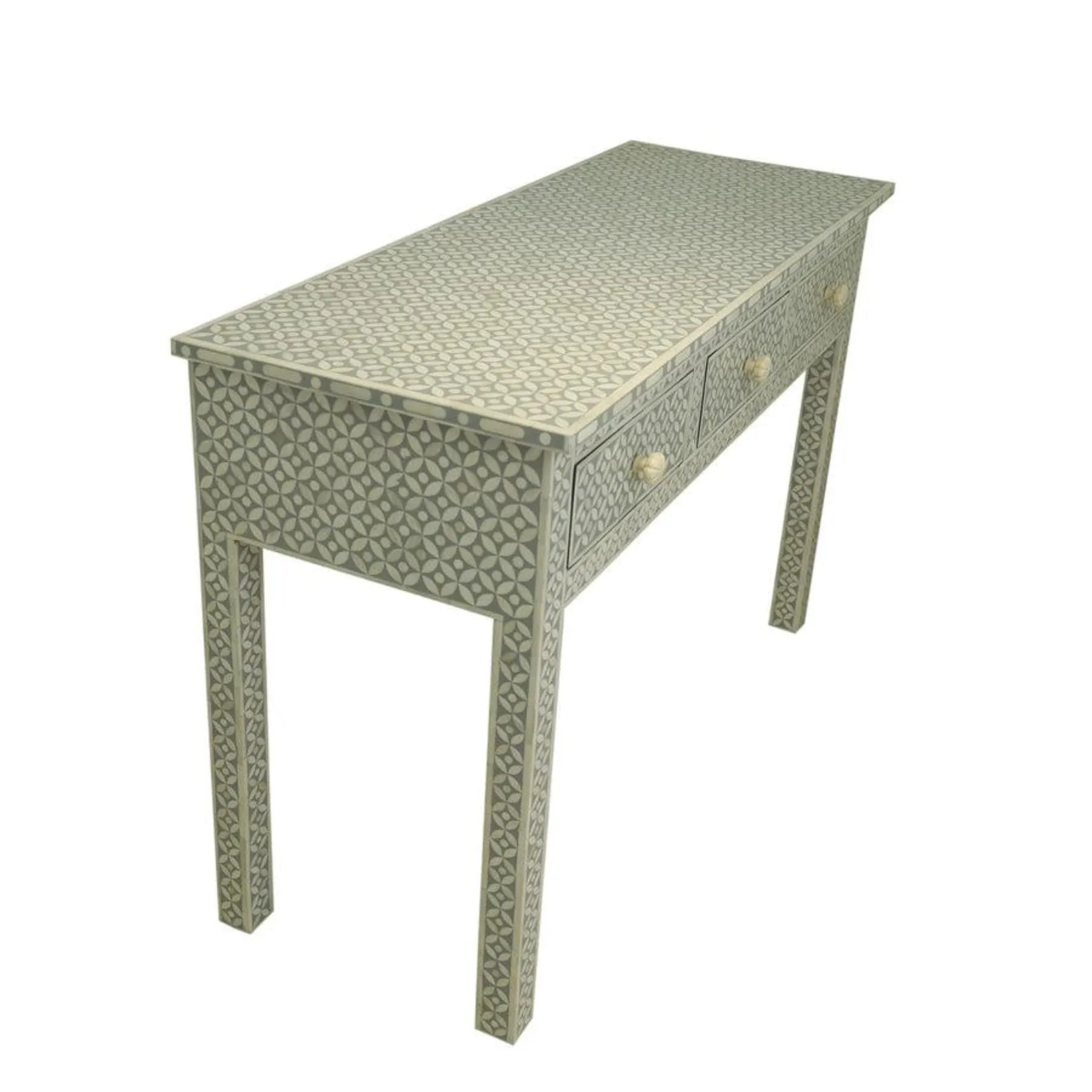 Bone Inlay Console Table | Handmade Geometric Entryway Furniture