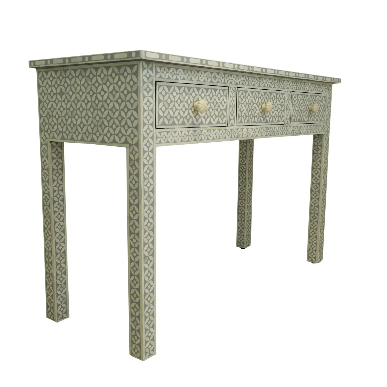 Bone Inlay Console Table | Handmade Geometric Entryway Furniture