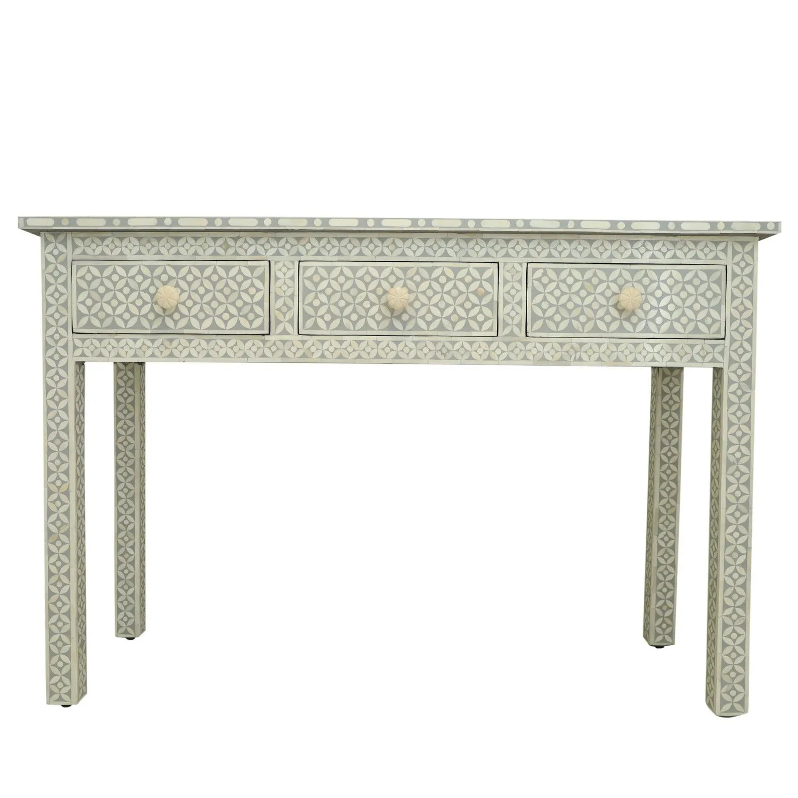 Bone Inlay Console Table | Handmade Geometric Entryway Furniture