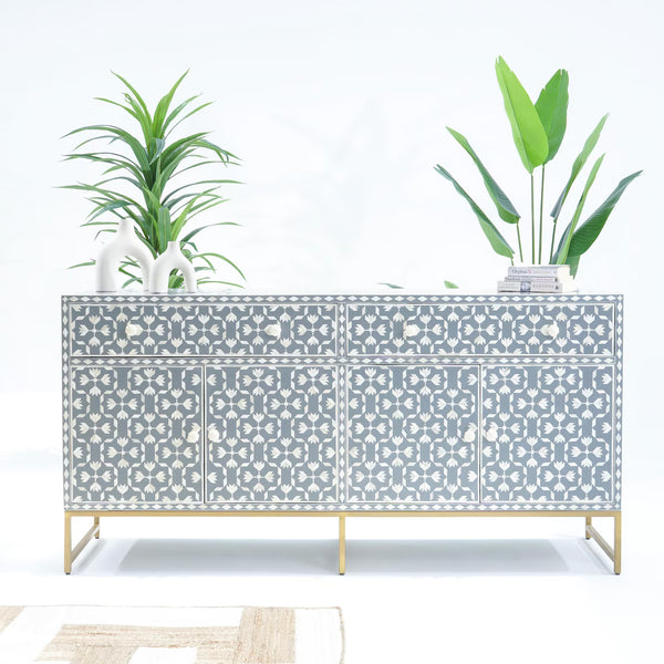 Bone Inlay Sideboard Buffet - Handmade Credenza Cabinet