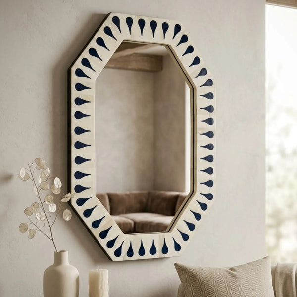 Octagonal Bone Inlay Mirror | Luxury Home Decor