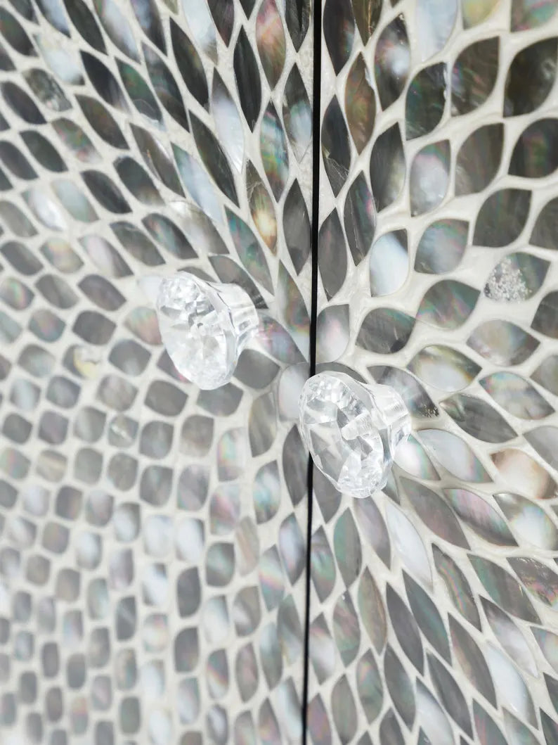 Handmade Mother of Pearl Bar Cabinet Luxury Storage Decor