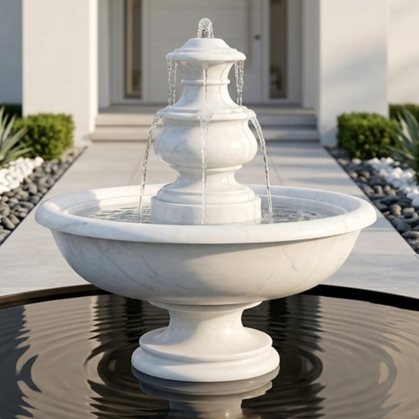 Handmade White Marble Outdoor Garden Water Fountain Decor